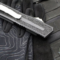 Microtech Scarab II- Tanto Edge- Black Finished Handle- Stonewash Plain Edge Blade 1279-10