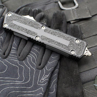 Microtech Scarab II- Tanto Edge- Black Finished Handle- Stonewash Plain Edge Blade 1279-10