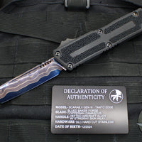 Microtech Scarab II 2024- Tanto Edge- Black Handle- Stingray Inlay- Blued Baker Forge Coppermai Damascus Blade 1279-16 MS1 v2