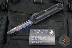 Microtech Scarab II 2024- Tanto Edge- Black Handle- Stingray Inlay- Blued Baker Forge Coppermai Damascus Blade 1279-16 MS1 v2