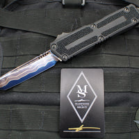 Microtech Scarab II 2024- Tanto Edge- Black Handle- Stingray Inlay- Blued Baker Forge Coppermai Damascus Blade 1279-16 MS1 v2