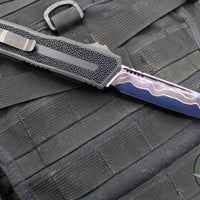 Microtech Scarab II 2024- Tanto Edge- Black Handle- Stingray Inlay- Blued Baker Forge Coppermai Damascus Blade 1279-16 MS1 v2