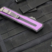 Microtech Scarab II 2024- Tanto Edge- Black Handle- Purple Stingray Inlay- Blued Baker Forge Coppermai Damascus Blade 1279-16 MS3 v1