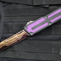 Microtech Scarab II 2024- Tanto Edge- Black Handle- Purple Stingray Inlay- Blued Baker Forge Coppermai Damascus Blade 1279-16 MS3 v1