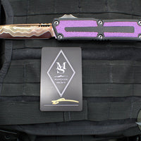 Microtech Scarab II 2024- Tanto Edge- Black Handle- Purple Stingray Inlay- Blued Baker Forge Coppermai Damascus Blade 1279-16 MS3 v1