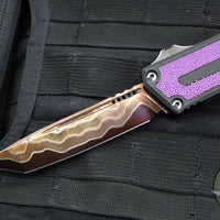 Microtech Scarab II 2024- Tanto Edge- Black Handle- Purple Stingray Inlay- Blued Baker Forge Coppermai Damascus Blade 1279-16 MS3 v1