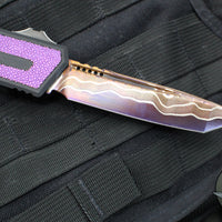 Microtech Scarab II 2024- Tanto Edge- Black Handle- Purple Stingray Inlay- Blued Baker Forge Coppermai Damascus Blade 1279-16 MS3 v1