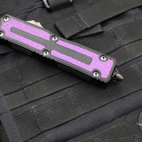 Microtech Scarab II 2024- Tanto Edge- Black Handle- Purple Stingray Inlay- Blued Baker Forge Coppermai Damascus Blade 1279-16 MS3 v1