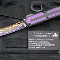 Microtech Scarab II 2024- Tanto Edge- Black Handle- Purple Stingray Inlay- Blued Baker Forge Coppermai Damascus Blade 1279-16 MS3 v2