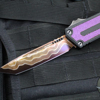 Microtech Scarab II 2024- Tanto Edge- Black Handle- Purple Stingray Inlay- Blued Baker Forge Coppermai Damascus Blade 1279-16 MS3 v2