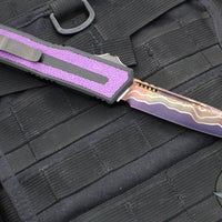 Microtech Scarab II 2024- Tanto Edge- Black Handle- Purple Stingray Inlay- Blued Baker Forge Coppermai Damascus Blade 1279-16 MS3 v2