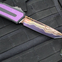 Microtech Scarab II 2024- Tanto Edge- Black Handle- Purple Stingray Inlay- Blued Baker Forge Coppermai Damascus Blade 1279-16 MS3 v2