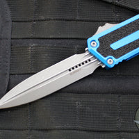 Microtech Scarab II- Gen III- Double Edge- Blue Handle- Apocalyptic Plain Edge Blade 1280-10 APBL