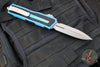 Microtech Scarab II- Gen III- Double Edge- Blue Handle- Apocalyptic Plain Edge Blade 1280-10 APBL