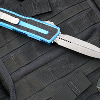 Microtech Scarab II- Gen III- Double Edge- Blue Handle- Apocalyptic Plain Edge Blade 1280-10 APBL