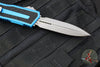 Microtech Scarab II- Gen III- Double Edge- Blue Handle- Apocalyptic Plain Edge Blade 1280-10 APBL