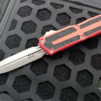 Microtech Scarab II- Gen III- Double Edge- Red Handle- Apocalyptic Plain Edge Blade 1280-10 APRD