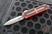 Microtech Scarab II- Gen III- Double Edge- Red Handle- Apocalyptic Plain Edge Blade 1280-10 APRD