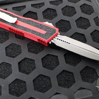 Microtech Scarab II- Gen III- Double Edge- Red Handle- Apocalyptic Plain Edge Blade 1280-10 APRD