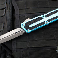 Microtech Scarab II- Gen III- Double Edge- Turquoise Handle- Apocalyptic Plain Edge Blade 1280-10 APTQ