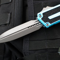 Microtech Scarab II- Gen III- Double Edge- Turquoise Handle- Apocalyptic Plain Edge Blade 1280-10 APTQ