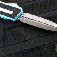 Microtech Scarab II- Gen III- Double Edge- Turquoise Handle- Apocalyptic Plain Edge Blade 1280-10 APTQ