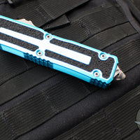 Microtech Scarab II- Gen III- Double Edge- Turquoise Handle- Apocalyptic Plain Edge Blade 1280-10 APTQ