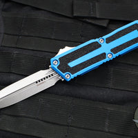 Microtech Scarab II 2024- Double Edge- Blue Handle- Stonewash Plain Edge Blade 1280-10 BL