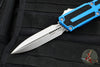 Microtech Scarab II- Gen III- Double Edge- Blue Handle- Stonewash Plain Edge Blade 1280-10 BL