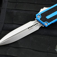 Microtech Scarab II 2024- Double Edge- Blue Handle- Stonewash Plain Edge Blade 1280-10 BL