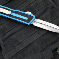 Microtech Scarab II- Gen III- Double Edge- Blue Handle- Stonewash Plain Edge Blade 1280-10 BL