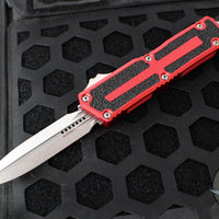 Microtech Scarab II- Gen III- Double Edge- Red Handle- Stonewash Plain Edge Blade 1280-10 RD