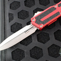 Microtech Scarab II- Gen III- Double Edge- Red Handle- Stonewash Plain Edge Blade 1280-10 RD