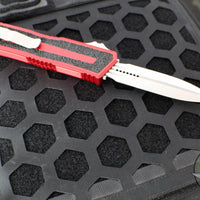 Microtech Scarab II- Gen III- Double Edge- Red Handle- Stonewash Plain Edge Blade 1280-10 RD