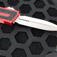 Microtech Scarab II- Gen III- Double Edge- Red Handle- Stonewash Plain Edge Blade 1280-10 RD