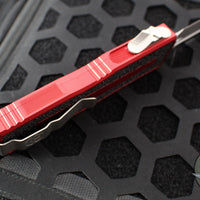 Microtech Scarab II- Gen III- Double Edge- Red Handle- Stonewash Plain Edge Blade 1280-10 RD