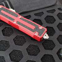 Microtech Scarab II- Gen III- Double Edge- Red Handle- Stonewash Plain Edge Blade 1280-10 RD