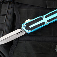 Microtech Scarab II- Gen III- Double Edge- Turquoise Handle- Stonewash Plain Edge Blade 1280-10 TQ