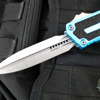 Microtech Scarab II- Gen III- Double Edge- Turquoise Handle- Stonewash Plain Edge Blade 1280-10 TQ