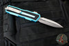 Microtech Scarab II- Gen III- Double Edge- Turquoise Handle- Stonewash Plain Edge Blade 1280-10 TQ