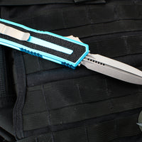 Microtech Scarab II- Gen III- Double Edge- Turquoise Handle- Stonewash Plain Edge Blade 1280-10 TQ