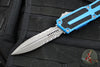 Microtech Scarab II 2025- Double Edge- Blue Handle- Apocalyptic Part Serrated Edge Blade 1280-11 APBL