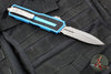 Microtech Scarab II 2025- Double Edge- Blue Handle- Apocalyptic Part Serrated Edge Blade 1280-11 APBL