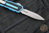 Microtech Scarab II 2025- Double Edge- Blue Handle- Apocalyptic Part Serrated Edge Blade 1280-11 APBL