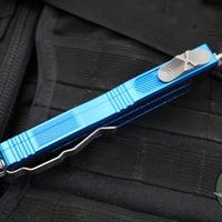 Microtech Scarab II 2025- Double Edge- Blue Handle- Apocalyptic Part Serrated Edge Blade 1280-11 APBL