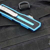 Microtech Scarab II 2025- Double Edge- Blue Handle- Apocalyptic Part Serrated Edge Blade 1280-11 APBL