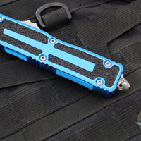 Microtech Scarab II 2025- Double Edge- Blue Handle- Apocalyptic Part Serrated Edge Blade 1280-11 APBL