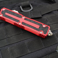 Microtech Scarab II 2025- Double Edge- Red Handle- Apocalyptic Part Serrated Edge Blade 1280-11 APRD