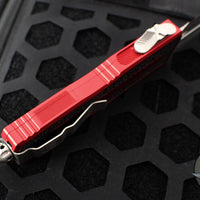 Microtech Scarab II 2024- Double Edge- Red Handle- Stonewash Part Serrated Edge Blade 1280-11 RD