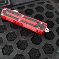 Microtech Scarab II 2024- Double Edge- Red Handle- Stonewash Part Serrated Edge Blade 1280-11 RD